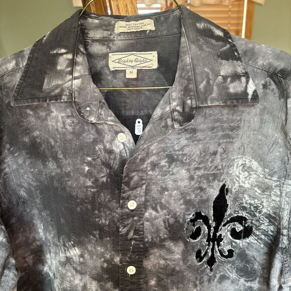 Eighty Eight Shirt Mens Black Medium Long Sleeve Button Affliction Biker Punk - Picture 2 of 6